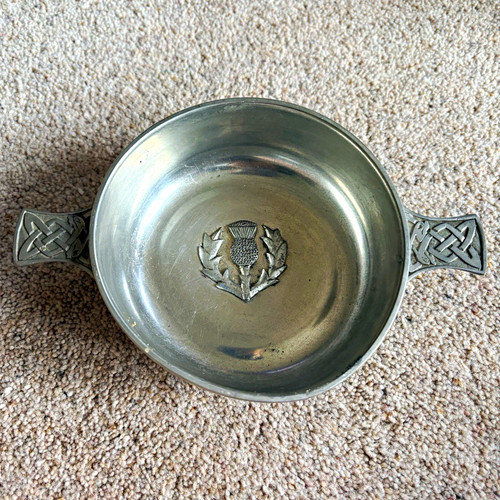 Scottish piper pewter quaich - scottish,