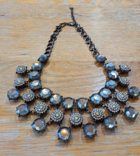 Sparkling Silver Grey Rhinestone Statement Layered Collar Necklace by ZARA