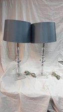 Set of 2x Laura Ashley Crystal Clear Base Designer Table Lamps approx 67cm tall