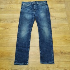 Edwin ED-80 Jeans Mens W34 L32 Blue Slim Tapered Zip Stretch Japan