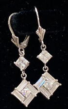 TOVA For Diamonique Drop Baguette Silver Earrings. BNWOT. Last Pair.