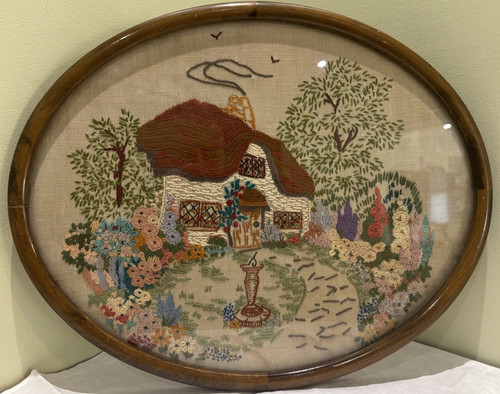 Antique framed sampler - framed, cottage
