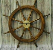 Vintage 36" Ships Wheel Large Wood and Brass Nautical Art Seafaring Decor Gift
