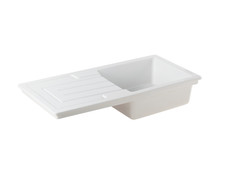 Upton Single Bowl Inset Sink 1000x500mm Gloss White Kitchen Basin