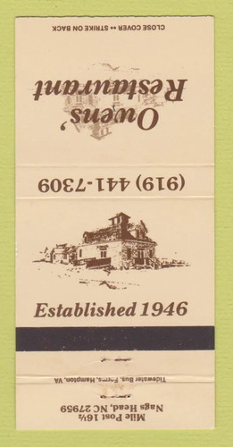 Matchbook cover owens - cover,