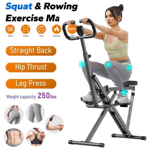 Squat rowing machine - 2-in-1,