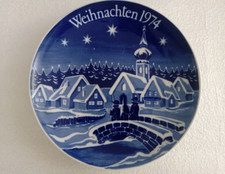Christmas Plate Wall Plate 1974 Bavaria Christmas Plate Vintage Blue Advent