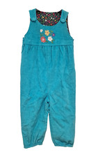 Ex Frugi Dungarees Girls Reversible Chord Blue and Floral 2-3 3-4 Years NEW