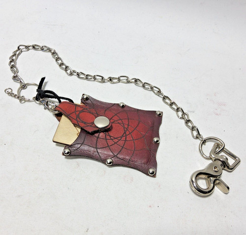 Laser cut leather chained card