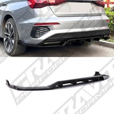 REAR VALANCE DIFFUSER GLOSS BLACK ABS EASY FITTING FOR AUDI A3 S3 SALOON 8Y 20+