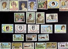 25 All Different LADY DIANA (ROYALTY) ON  STAMPS