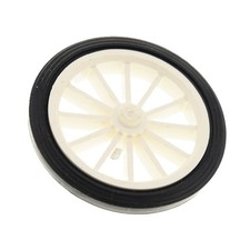 1X Lego Wheel Tire B-Stock Worn Black Smooth Rim Spoke White 36 35C01