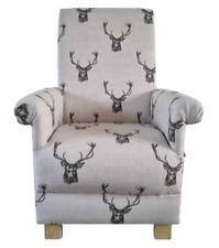 Grey Stag Armchair Chair Fryetts Fabric Nursery Adult Size Nursing Kitchen Study