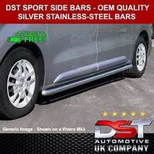FITS VAUXHALL VIVARO 2001-14 SPORTS SIDE BARS LWB CHROME STAINLESS STEEL