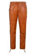 Mens Biker Leather Trouser Tan