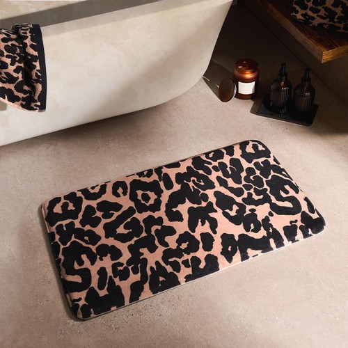 Leopard bath mat cushioned - mat, non