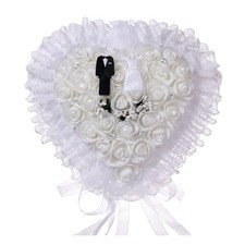 Wedding Bride and Groom Ring Pillow Support Lace Edge Ring Box Wedding Supplies