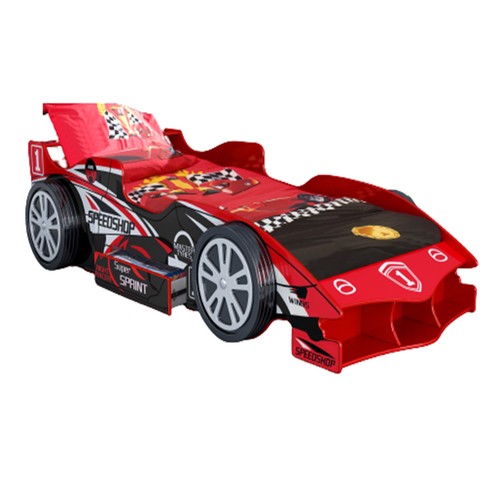 Kids red race car bed - car, frame