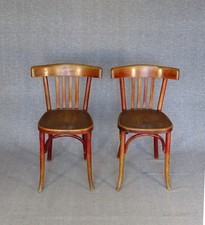 Two Fischel bistro chairs No. 89 1/2 from 1932, solid wood seat, No Thonet