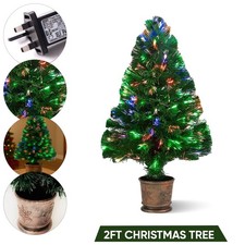 Mini Fibre Optic Christmas Tree 2FT LED Lights Tabletop Small Xmas Trees Decor