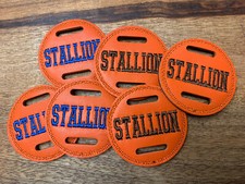 1 X 6cm ORANGE LEATHER Stallion Bridle Disc Mini Pony Shetland Falabella