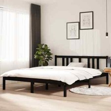 Bed Frame Black Solid Wood 150x200 cm King Size vidaXL