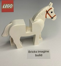 1 x Lego Vintage 4493 Horse Moving Head and Bridle White - Castle, Knight - 6E
