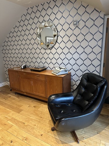 Vintage black leather swivel - leather,