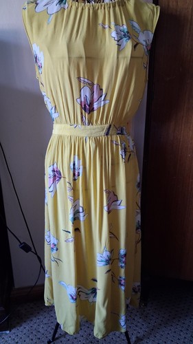 Zara basic yellow floral midi - zara,