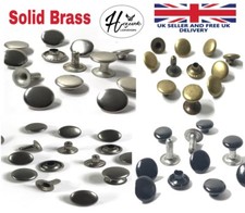 SOLID BRASS SINGLE & DOUBLE CAP RIVETS LEATHER CRAFT STUD RAPID 9X7 9X12mm H/Q
