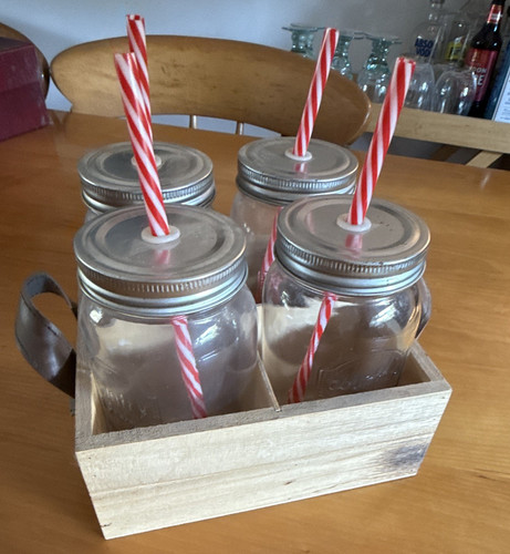 4pc glass mason drinking - glass,