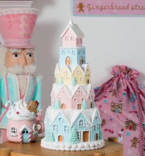 Christmas Cupcake Nutcracker Pastel Gingerbread House Candy Mint White & Pink 