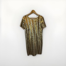 Sandro Size 2 UK 10 Gold Sequin Dress Short Shift Style Festive Sparkle Party