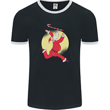 Santa Baton Twirling Christmas Gymnastics Xmas Mens Ringer T-Shirt FotL