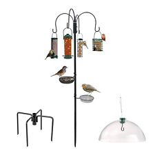 METAL BIRD FEEDING STATION WITH 4 FEEDERS, STAND & SQUIRREL BAFFLE FOR GARDEN