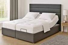 Panel Design Electric Adjustable Beds Mobility Velvet + Memory Foam Mattress