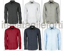 CAMICIA UOMO COTONE MANICA LUNGA TAGLIE FORTI CALIBRATA NO STIRO ELASTICIZZATA