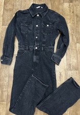 Zara Women’s Washed Black Denim Jumpsuit Small P650