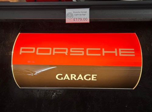 Porsche garage light sign - garage,