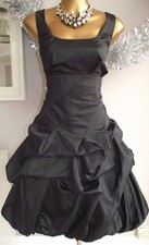MONSOON Hitched Bubble Hem Satin Black Carmel Party Xmas Evening Dress - Size 16