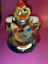 Multicoloured Murano Glass Clown Bowl. Hand Blown Glass Very Good Condition
