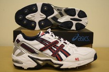 ASICS Cricket Shoes Boots Spikes, Gel 150 Not Out, White/Ink/Red