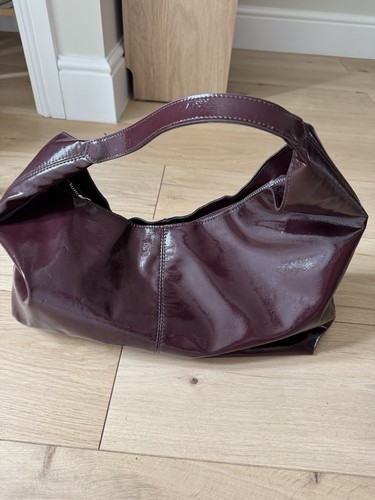 Zara burgundy patent handbag - burgundy,