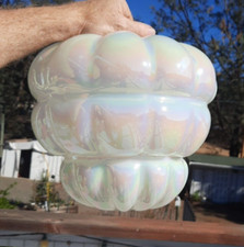 Vintage Large   Pearl Iridescent Glass Hanging Swag Lamp Light  shade