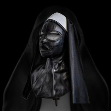 The Nun Conjuring Valak Face Mask Real Leather Bondage Cosplay Hood Halloween