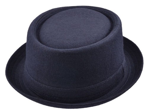 Felt look hat trilby - hat, navy