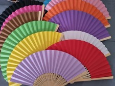 12 X Paper Wooden Hand Fans