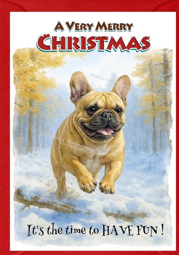 French bulldog christmas card - bulldog,