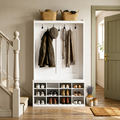 Hall tree with shoe bench - shoe,