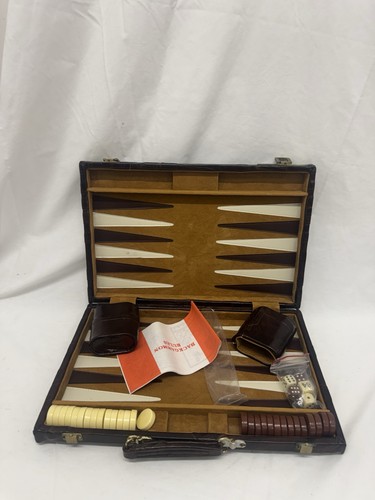Backgammon set faux leather - set,